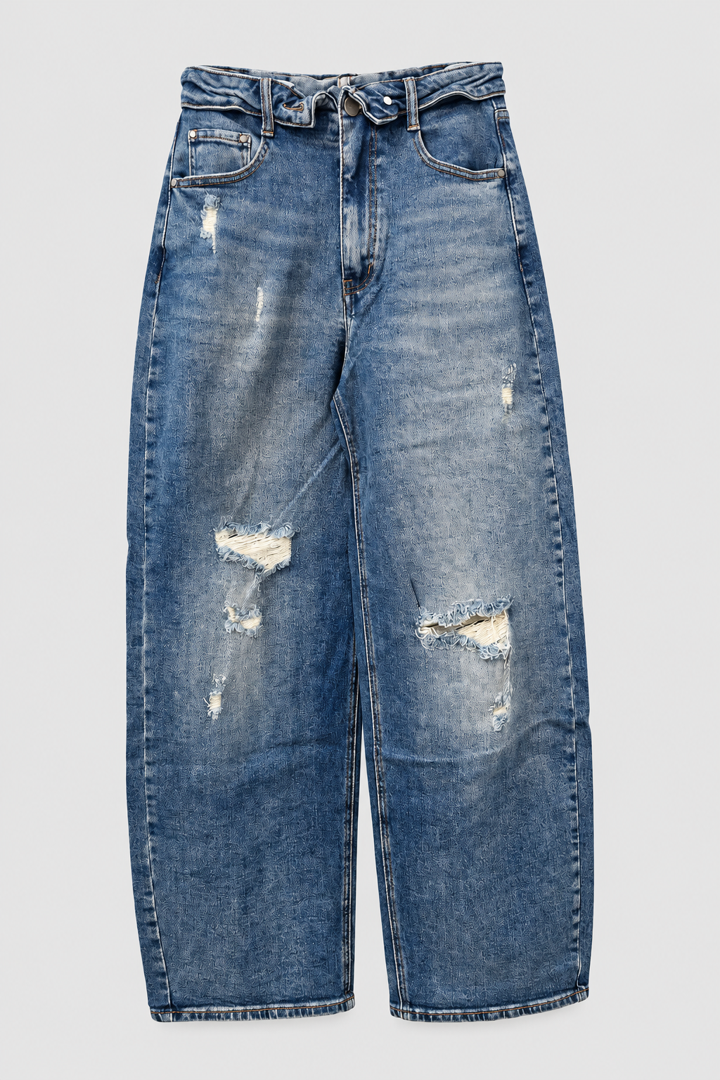 Wide-Leg Jeans im Destroyed-Look – Blau