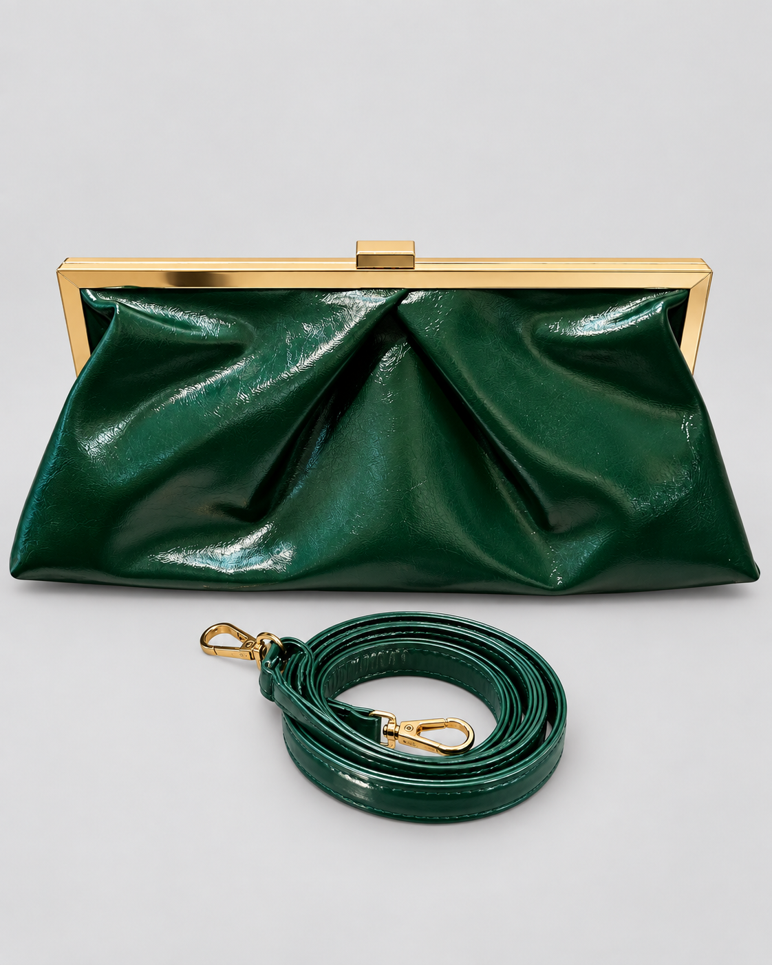 Clutch mit Schulterriemen – Smaragdgrün