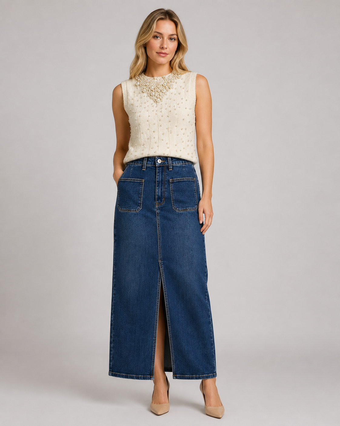 Langer Jeansrock – Dunkelblau
