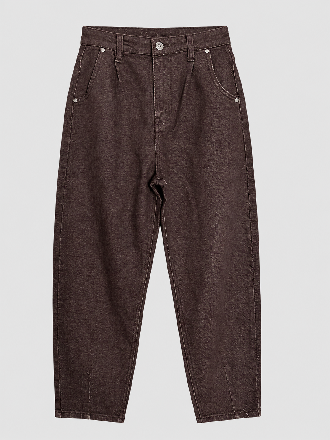 Dunkelbraun melierte High-Waist-Jeans