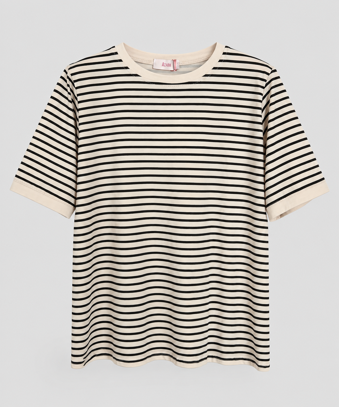Cremefarbenes T-Shirt mit schwarzen Streifen