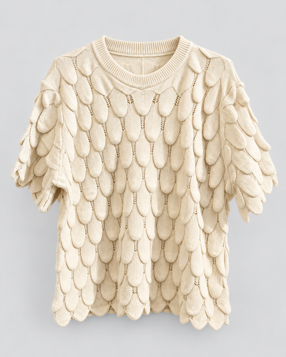 Pullover kuzarm  mit 3D-Blätterstruktur