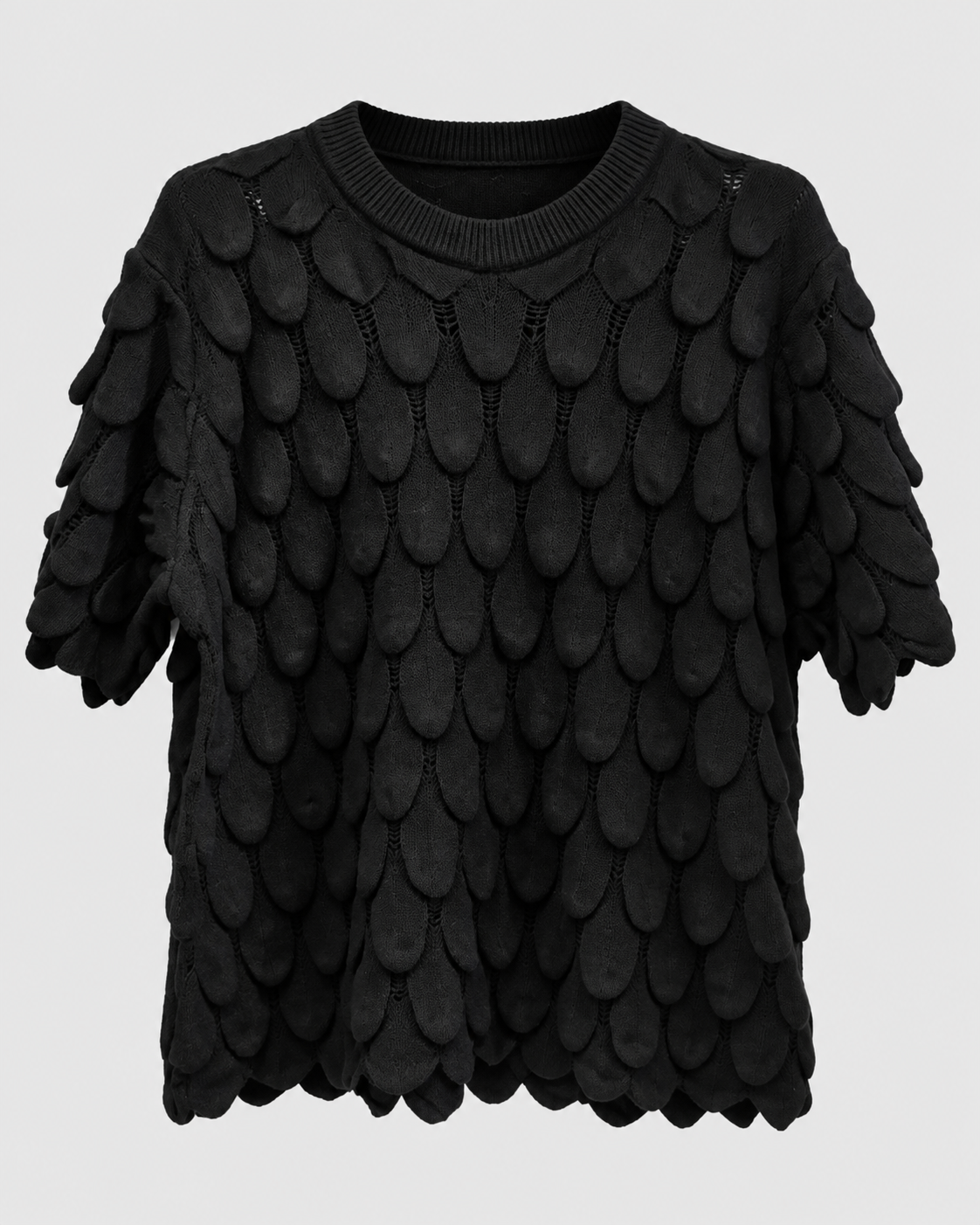 Pullover kuzarm  mit 3D-Blätterstruktur