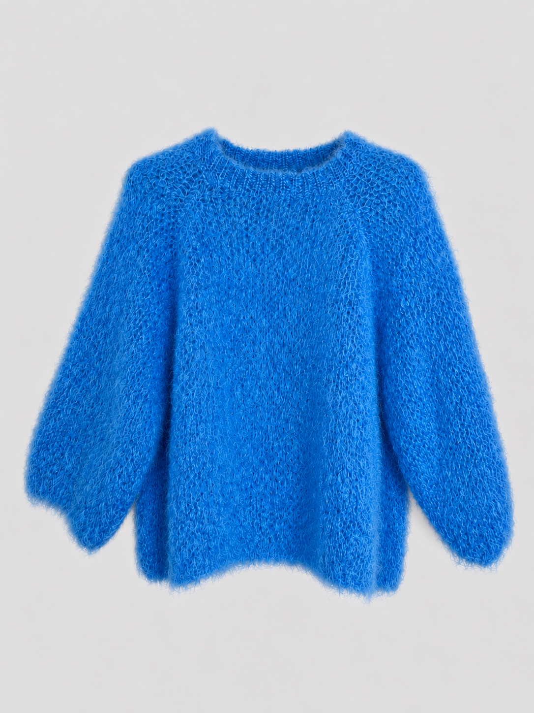 Blauer Mohair-Pullover